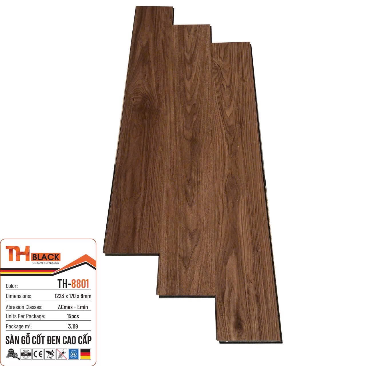 Sàn gỗ cốt đen THblack 8mm mã TH-8801