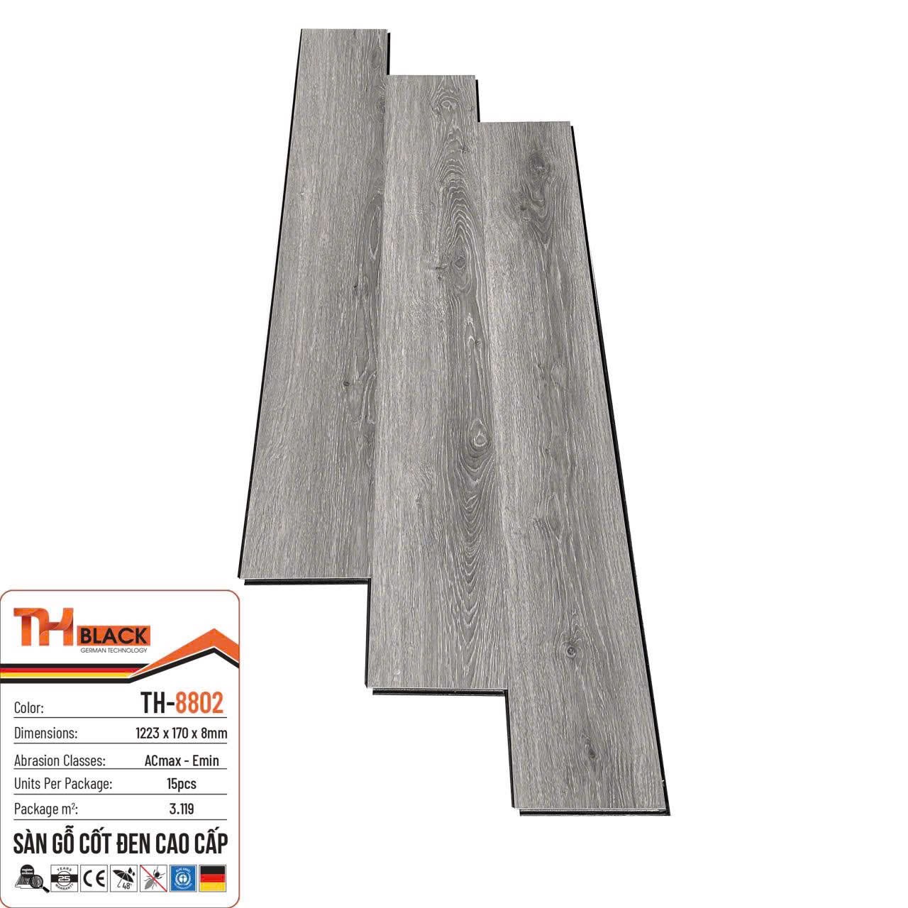 Sàn gỗ cốt đen THblack 8mm mã TH-8802