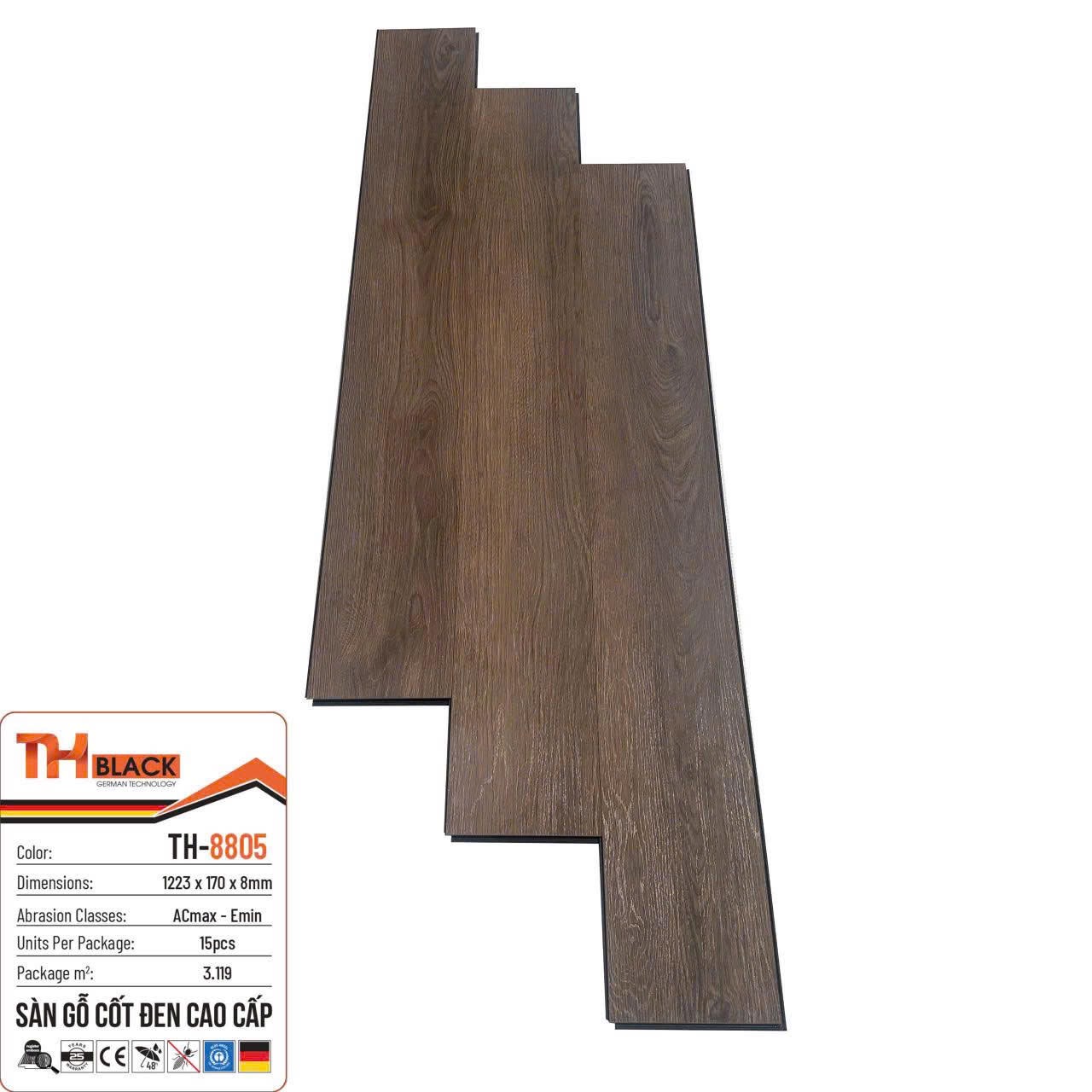 Sàn gỗ cốt đen THblack 8mm mã TH-8805