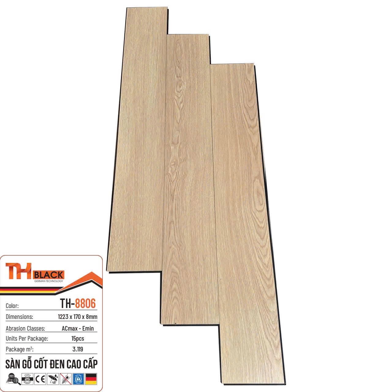 Sàn gỗ cốt đen THblack 8mm mã TH-8806