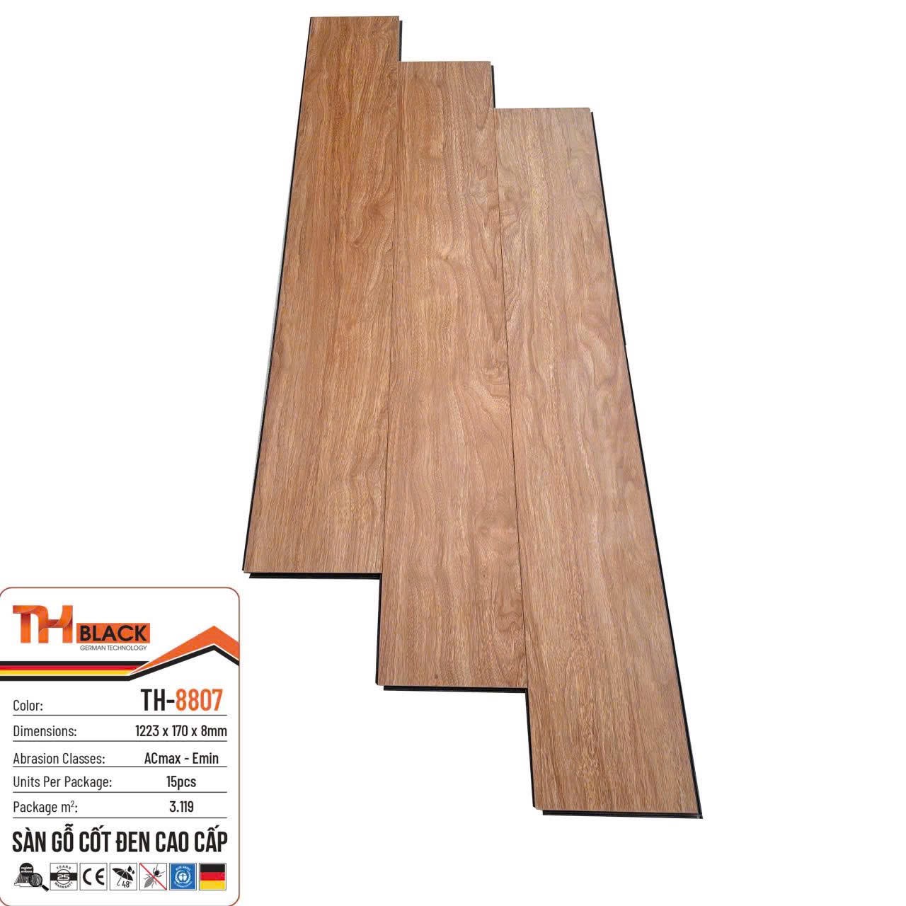 Sàn gỗ cốt đen THblack 8mm mã TH-8807