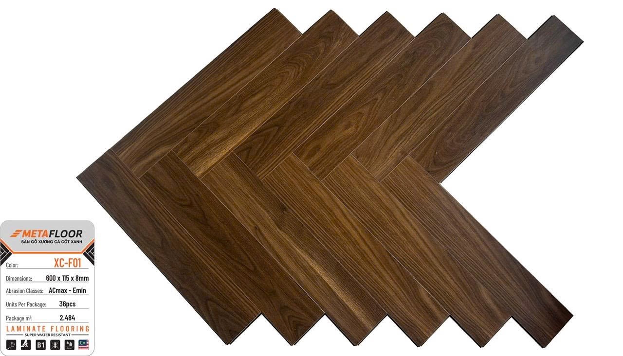 Sàn gỗ cốt xanh xương cá Metafloor 8mm mã XC-F01