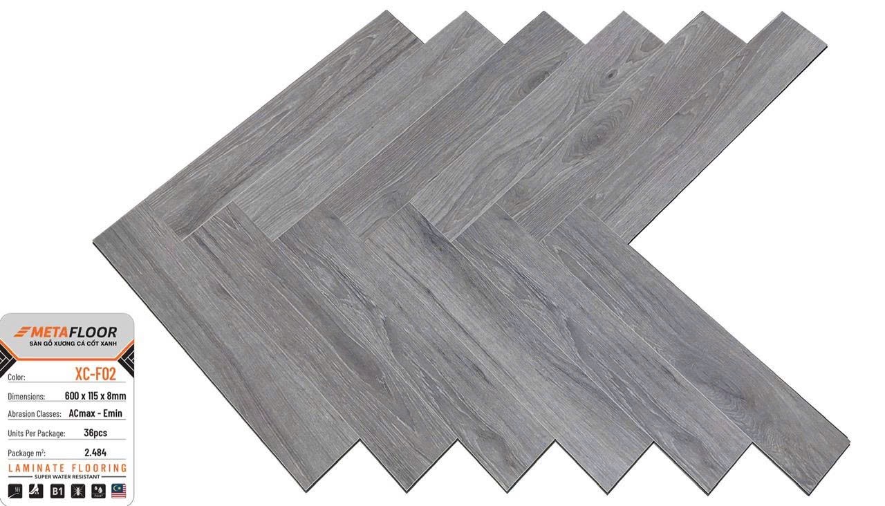Sàn gỗ cốt xanh xương cá Metafloor 8mm mã XC-F02