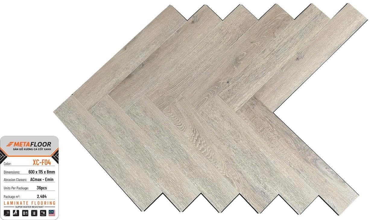 Sàn gỗ cốt xanh xương cá Metafloor 8mm mã XC-F04