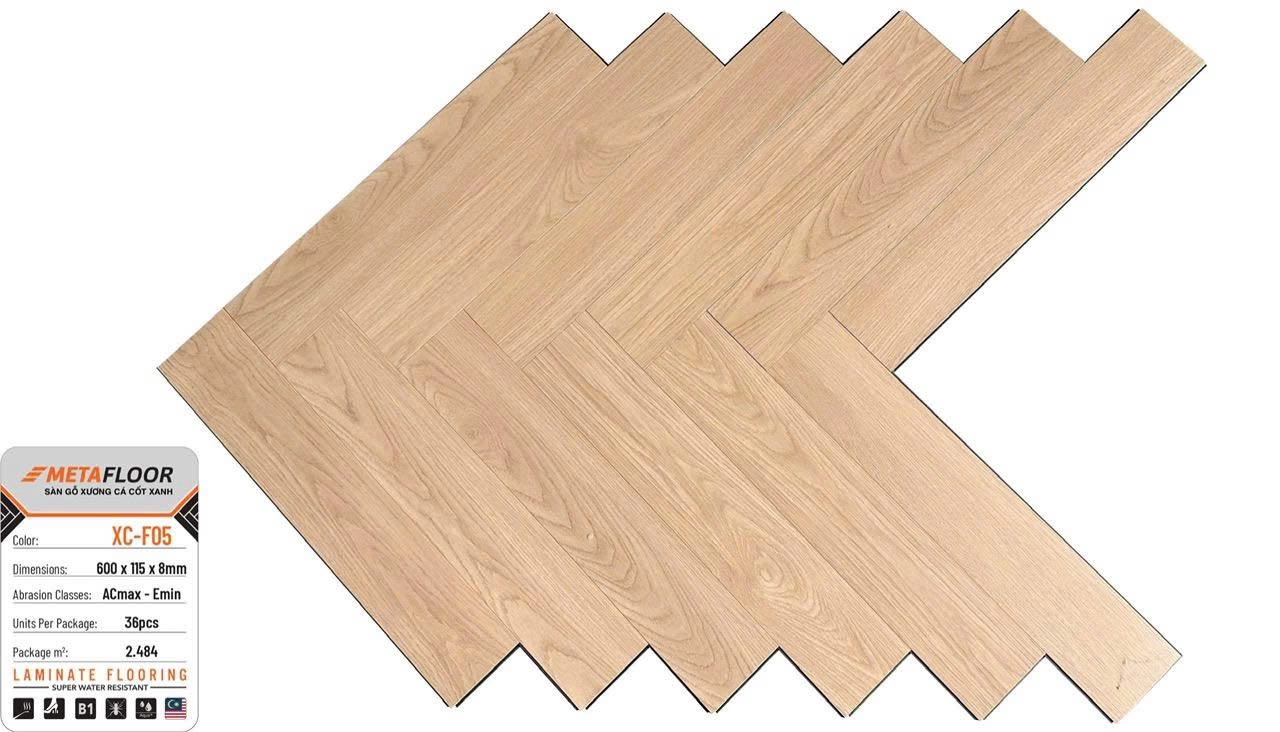 Sàn gỗ cốt xanh xương cá Metafloor 8mm mã XC-F05