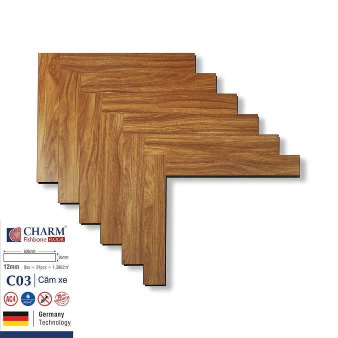 Sàn gỗ Charmwood cốt xanh 12mm xương cá mã CO3