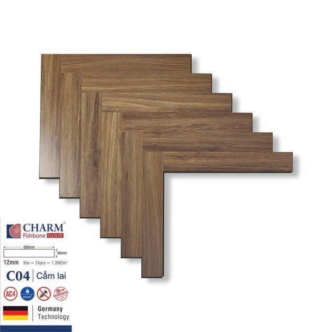 Sàn gỗ Charmwood cốt xanh 12mm xương cá mã CO4