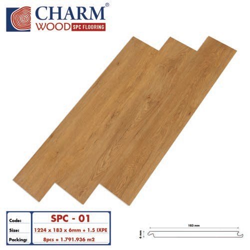 Sàn nhựa Charmwood SPC 6mm + IXPE 1.5mm mã SPC-02