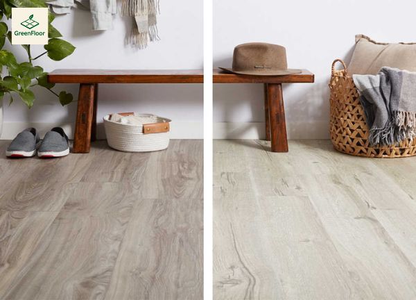 Đặt mẫu sàn gỗ công nghiệp và sàn nhựa hèm khóa SPC cạnh nhau để so sánh